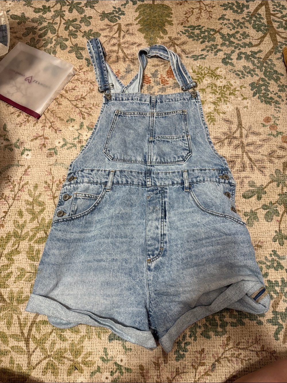 Free People Light Blue Denim Short Overalls